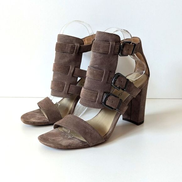 Via Spiga Revel Brown Suede Gladiator Sandals Heels Women's 9 - Picture 1 of 13